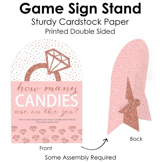Big Dot of Happiness Bride Squad - How Many Candies Rose Gold Bridal Shower or Bachelorette Party Game - 1 Stand and 40 Cards - Candy Guessing Game {6}