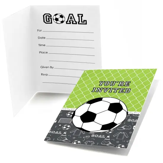 Big Dot of Happiness Goaaal - Soccer - Fill-in Baby Shower or Birthday Party Invitations (8 Count) {1}