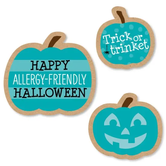 Big Dot of Happiness Teal Pumpkin - Diy Shaped Halloween Allergy Friendly Trick or Trinket Cut-Outs - 24 Count {1}