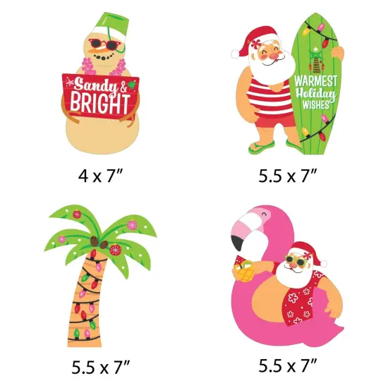 Big Dot of Happiness Tropical Christmas - Santa, Snowman, Palm Tree Decorations DIY Beach Santa Holiday Party Essentials - Set of 20 {7}