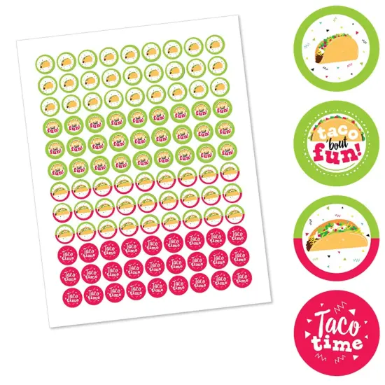 Big Dot of Happiness Taco 'Bout Fun - Fiesta Round Candy Sticker Favors - Labels Fits Chocolate Candy (1 sheet of 108) {3}