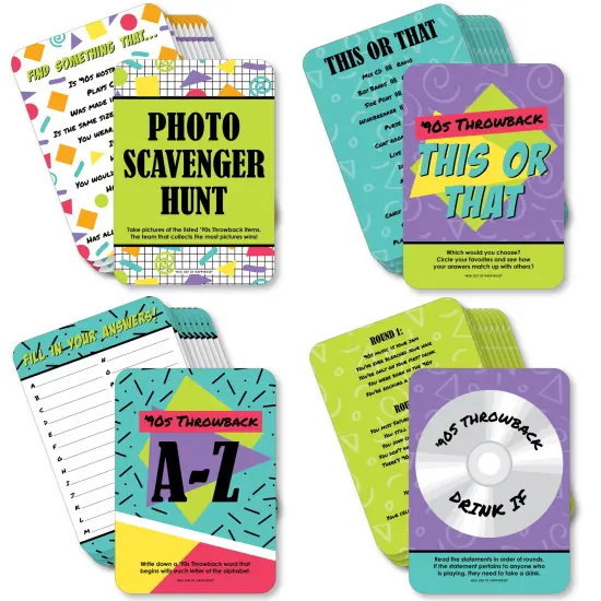 Big Dot of Happiness 90&rsquo;s Throwback - 4 1990s Party Games - 10 Cards Each - Gamerific Bundle {1}