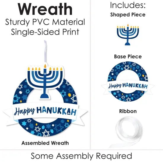 Big Dot of Happiness Hanukkah Menorah - Outdoor Chanukah Holiday Party Decor - Front Door Wreath {6}