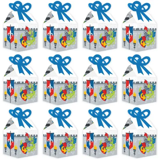 Big Dot of Happiness Calling All Knights and Dragons - Square Favor Gift Boxes - Medieval Party or Birthday Party Bow Boxes - Set of 12 {6}