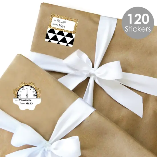Big Dot of Happiness New Year&rsquo;s Eve - Gold - Assorted New Years Eve Party Gift Tag Labels - To and From Stickers - 12 Sheets - 120 Stickers {3}