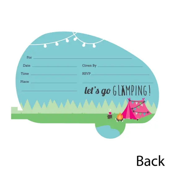 Big Dot of Happiness Let's Go Glamping - Shaped Fill-in Invitations - Camp Glamp Party or Birthday Party Invitation Cards with Envelopes - Set of 12 {4}