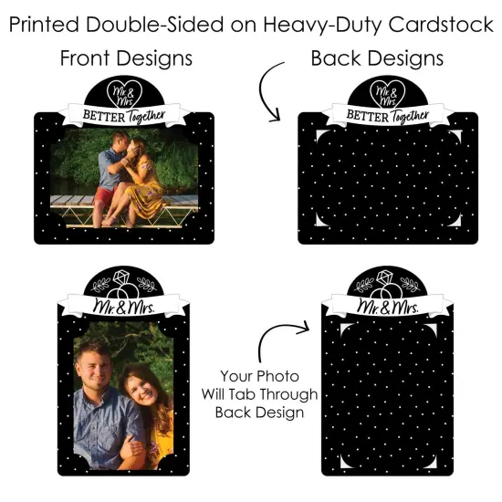 Big Dot of Happiness Mr. and Mrs. - Black and White Wedding or Bridal Shower Picture Centerpiece Sticks - Photo Table Toppers - 15 Pieces {7}