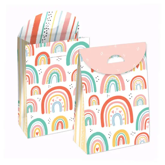 Big Dot of Happiness Hello Rainbow - Boho Baby Shower and Birthday Gift Favor Bags - Party Goodie Boxes - Set of 12 {1}