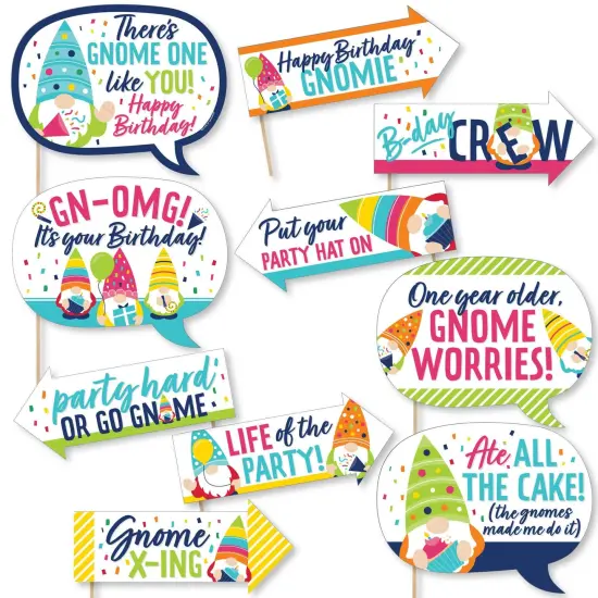 Big Dot of Happiness Funny Gnome Birthday - Happy Birthday Party Photo Booth Props Kit - 10 Piece {1}