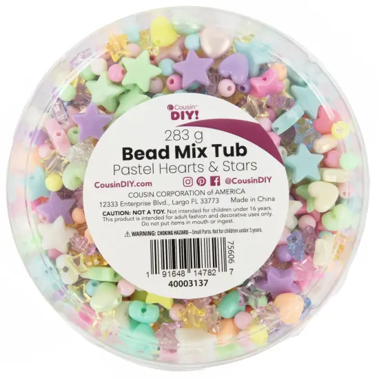 CousinDIY Bead Tub-Pastel Hearts & Star {3}
