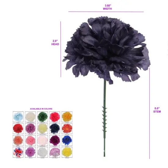 100-Pack Navy Blue Carnation Picks with 5-Inch Stems and 3.5-Inch Blooms, Elegant Floral Accents for Weddings, Events, and Everyday Decor, Floral Home by Artificial Flowers {3}