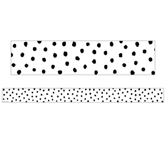 Black Painted Dots on White Straight Border Trim, 35 Feet Per Pack, 6 Packs {2}