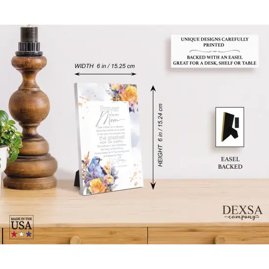 Prayer For My Mom Wood Plaque with Easel and Hook Wall Tabletop Art - 6 inches x 9 inches {5}