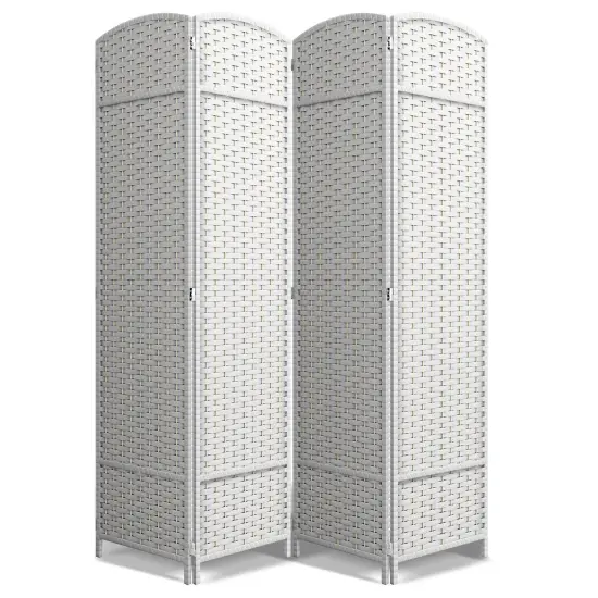 Sorbus 4 Panel Room Divider Panel, 6 ft. Tall Extra Wide Double Hinged Panels - Folding Privacy Screens White {1}