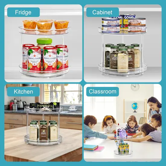 Sorbus Lazy Susan Organizer Set | Rotating Lazy Susan Turntable for Fridge, Pantry, Makeup, Set Includes 3 Lazy Susans 1 Two Tier, 1 Flat, & 1 Tall {6}