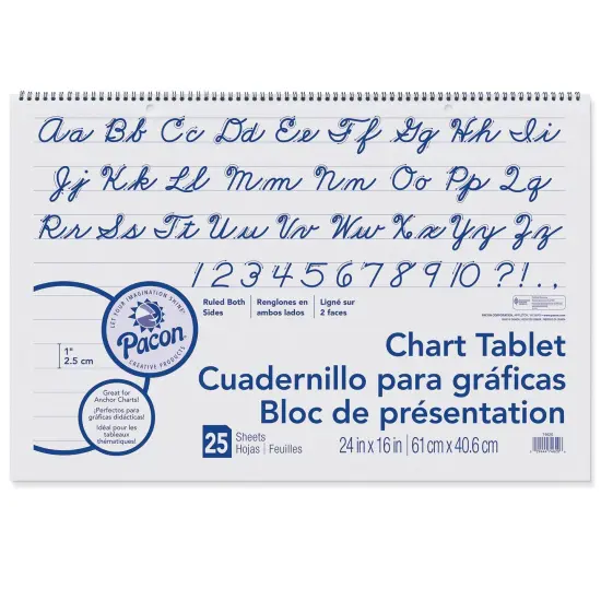 Chart Tablet, Cursive Cover, 1" Ruled, 24" x 16", 25 Sheets Per Tablet, 3 Tablets {2}