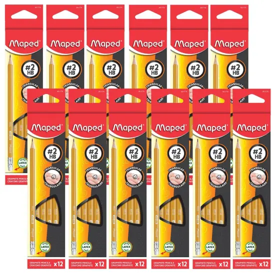 Essentials Triangular Graphite #2 Pencils, 12 Per Pack, 12 Packs {1}