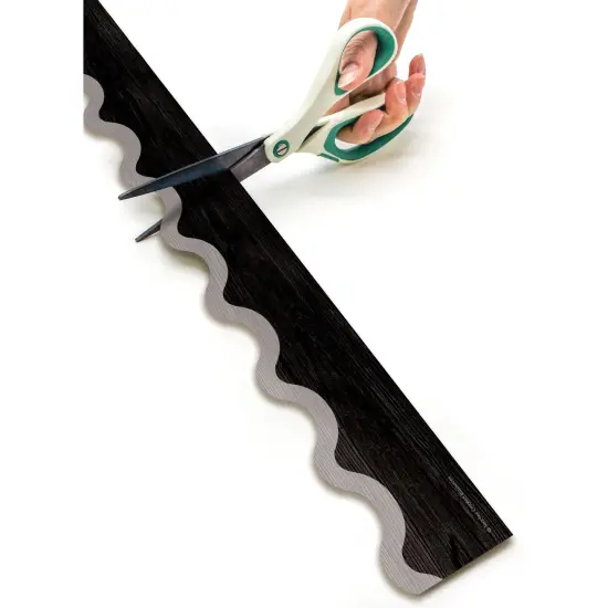 Modern Farmhouse Black with Gray Scalloped Rolled Border Trim, 50 Feet Per Roll, Pack of 3 {3}