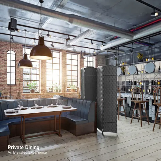 Sorbus 4 Panel Room Divider Panel, 6 ft. Tall Extra Wide Double Hinged Panels - Folding Privacy Screens Gray {6}