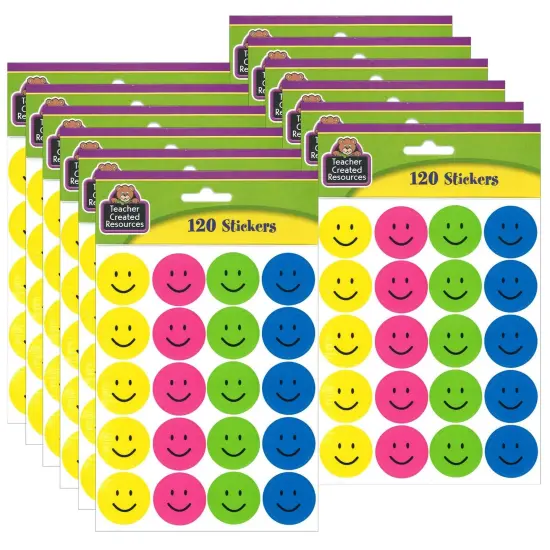 Happy Faces Stickers, 120 Per Pack, 12 Packs {1}