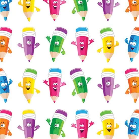 Pencil Smiley Faces Theme Stickers, 120 Per Pack, 12 Packs {3}
