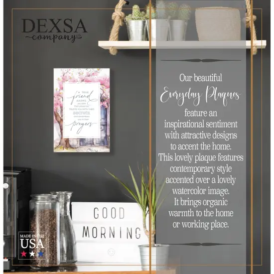 A True Friend Wood Plaque with Easel and Hook Wall Tabletop Art - 6 inches x 9 inches {2}