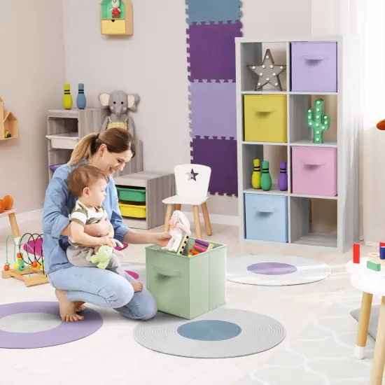 Sorbus 8 Pack 13 Inch Foldable Storage Cubes with Handles- for Organizing Home, Shelves, Nursery, Playroom, Closet and More Light Pastel {9}