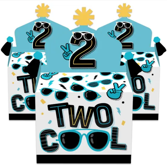 Big Dot of Happiness Two Cool - Boy - Treat Box Party Favors - Blue 2nd Birthday Party Goodie Gable Boxes - Set of 12 {3}
