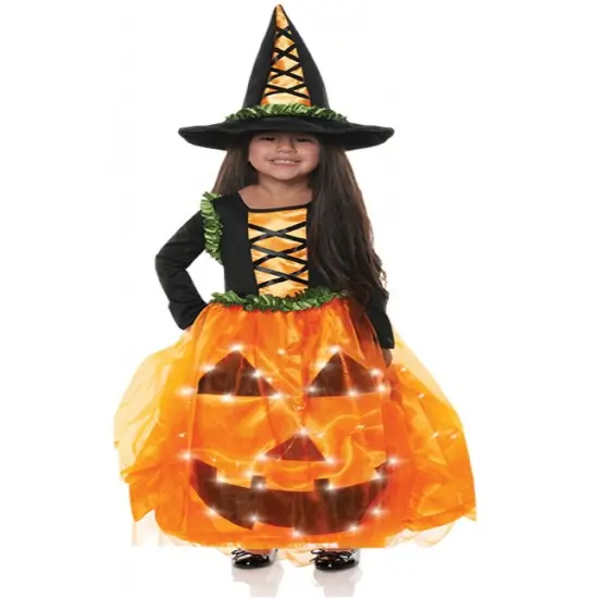 Girl's Light Up Pumpkin Princess Witch Costume {1}
