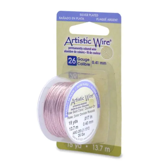 Artistic Jewelry Wire Round Spool 26 Gauge Silver Plated Rose Gold (15-Yards) {1}