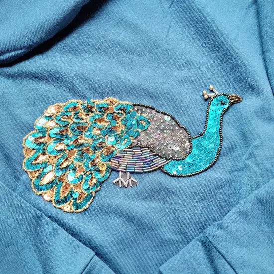 7 1/2" x 3 3/4" Peacock Sequin Applique/Patch {3}