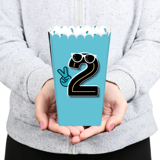 Big Dot of Happiness Two Cool - Boy - Blue 2nd Birthday Party Favor Popcorn Treat Boxes - Set of 12 {7}