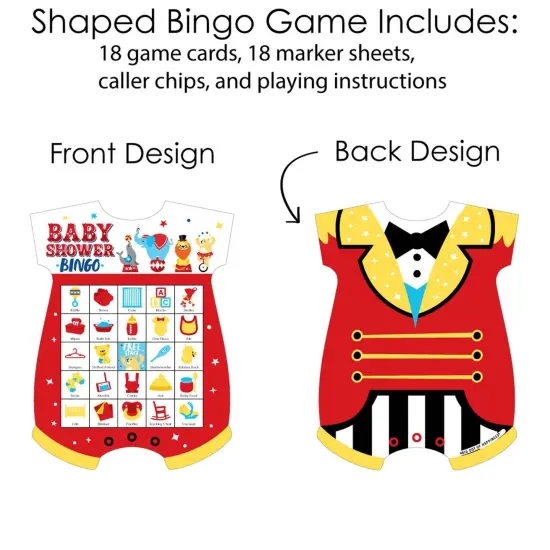 Big Dot of Happiness Carnival - Step Right Up Circus - Picture Bingo Cards and Markers - Carnival Themed Baby Shower Shaped Bingo Game - Set of 18 {4}