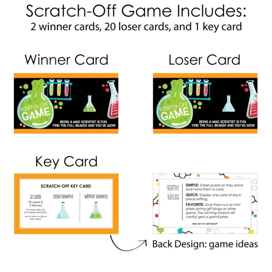 Big Dot of Happiness Scientist Lab - Baby Shower or Birthday Party Game Scratch Off Cards - 22 Count {6}