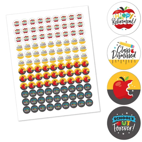 Big Dot of Happiness Teacher Retirement - Happy Retirement Party Round Candy Sticker Favors - Labels Fits Chocolate Candy (1 sheet of 108) {3}