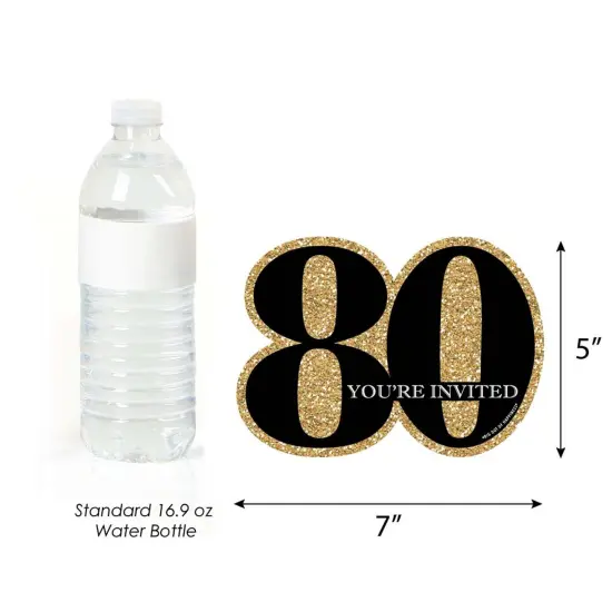 Big Dot of Happiness Adult 80th Birthday - Gold - Shaped Fill-In Invitations - Birthday Party Invitation Cards with Envelopes - Set of 12 {7}