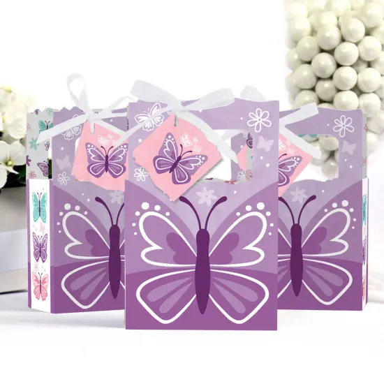 Big Dot of Happiness Beautiful Butterfly - Floral Baby Shower or Birthday Party Favor Boxes - Set of 12 {4}
