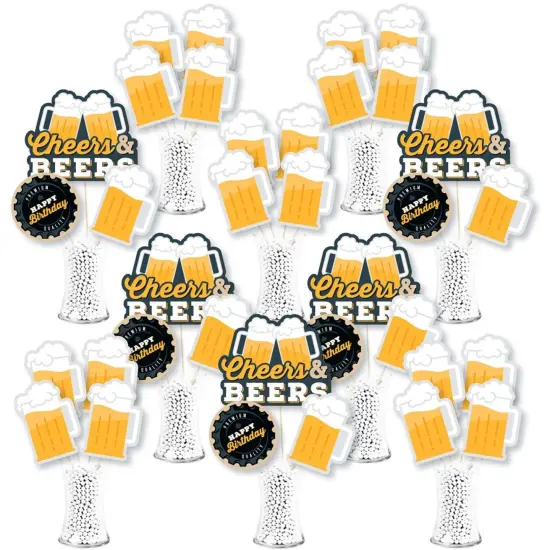 Big Dot of Happiness Cheers and Beers Happy Birthday - Birthday Party Centerpiece Sticks - Showstopper Table Toppers - 35 Pieces {1}
