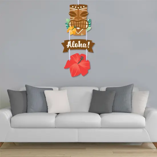 Big Dot of Happiness Tropical Luau - Hanging Porch Hawaiian Beach Party Outdoor Decorations - Front Door Decor - 3 Piece Sign {4}