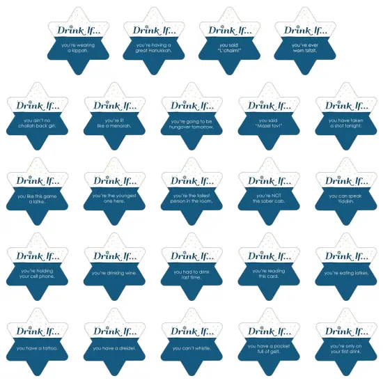Big Dot of Happiness Drink If Game - Happy Hanukkah - Chanukah Party Game - 24 Count {3}