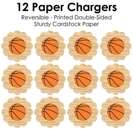 Big Dot of Happiness Nothin&rsquo; But Net - Basketball - Baby Shower or Birthday Party Round Table Decorations - Paper Chargers - Place Setting For 12 {7}