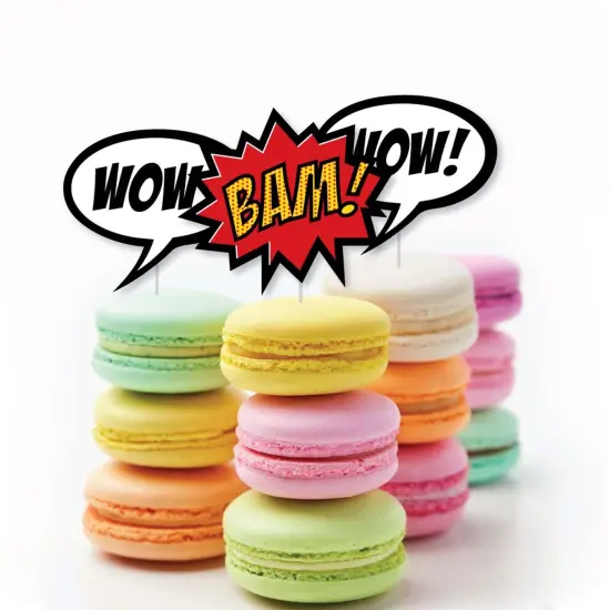 Big Dot of Happiness Bam Superhero - Dessert Cupcake Toppers - Baby Shower or Birthday Party Clear Treat Picks - Set of 24 {6}