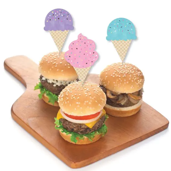 Big Dot of Happiness Scoop Up the Fun - Ice Cream - Dessert Cupcake Toppers - Sprinkles Party Clear Treat Picks - Set of 24 {4}