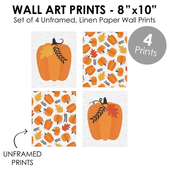 Big Dot of Happiness Fall Pumpkin - Unframed Autumn, Halloween and Thanksgiving&nbsp; Linen Paper Wall Art - Set of 4 - Artisms - 8 x 10 inches {6}