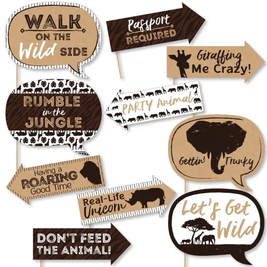 Big Dot of Happiness Funny Wild Safari - African Jungle Adventure Birthday Party or Baby Shower Photo Booth Props Kit - 10 Piece {1}