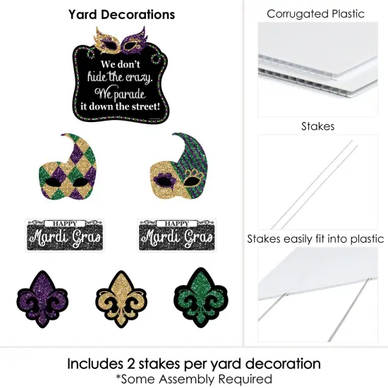 Big Dot of Happiness Mardi Gras - Yard Sign & Outdoor Lawn Decorations - Masquerade Party Yard Signs - Set of 8 {6}