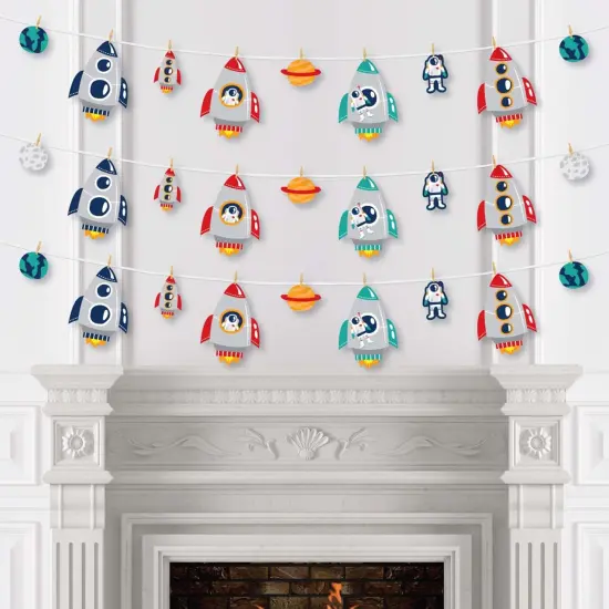 Big Dot of Happiness Blast Off to Outer Space - Rocket Ship Baby Shower or Birthday Party DIY Decorations - Clothespin Garland Banner - 44 Pieces {4}