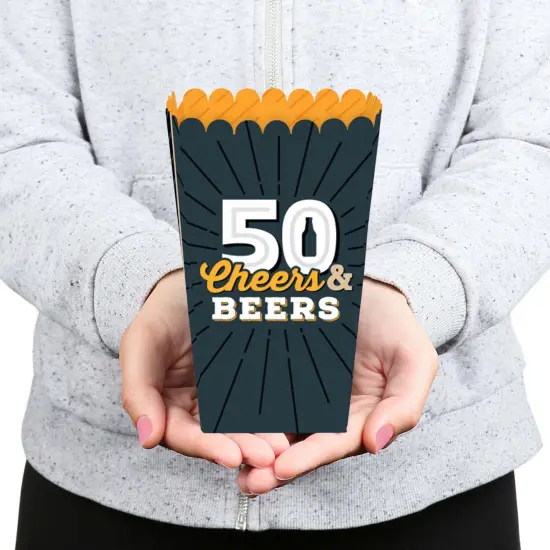Big Dot of Happiness Cheers and Beers to 50 Years - 50th Birthday Party Favor Popcorn Treat Boxes - Set of 12 {6}