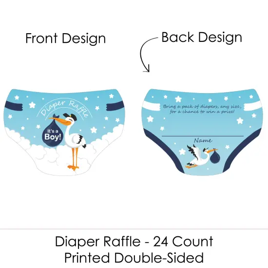 Big Dot of Happiness Boy Special Delivery - Diaper Shaped Raffle Ticket Inserts - It&rsquo;s A Boy Stork Baby Shower Activities - Diaper Raffle Game - 24 Ct {3}