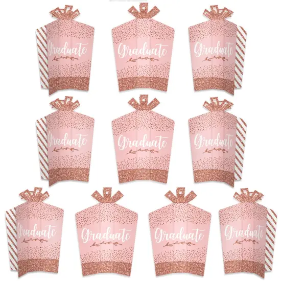 Big Dot of Happiness Rose Gold Grad - Table Decorations -Graduation Party Fold and Flare Centerpieces - 10 Count {1}